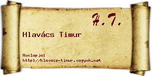 Hlavács Timur névjegykártya